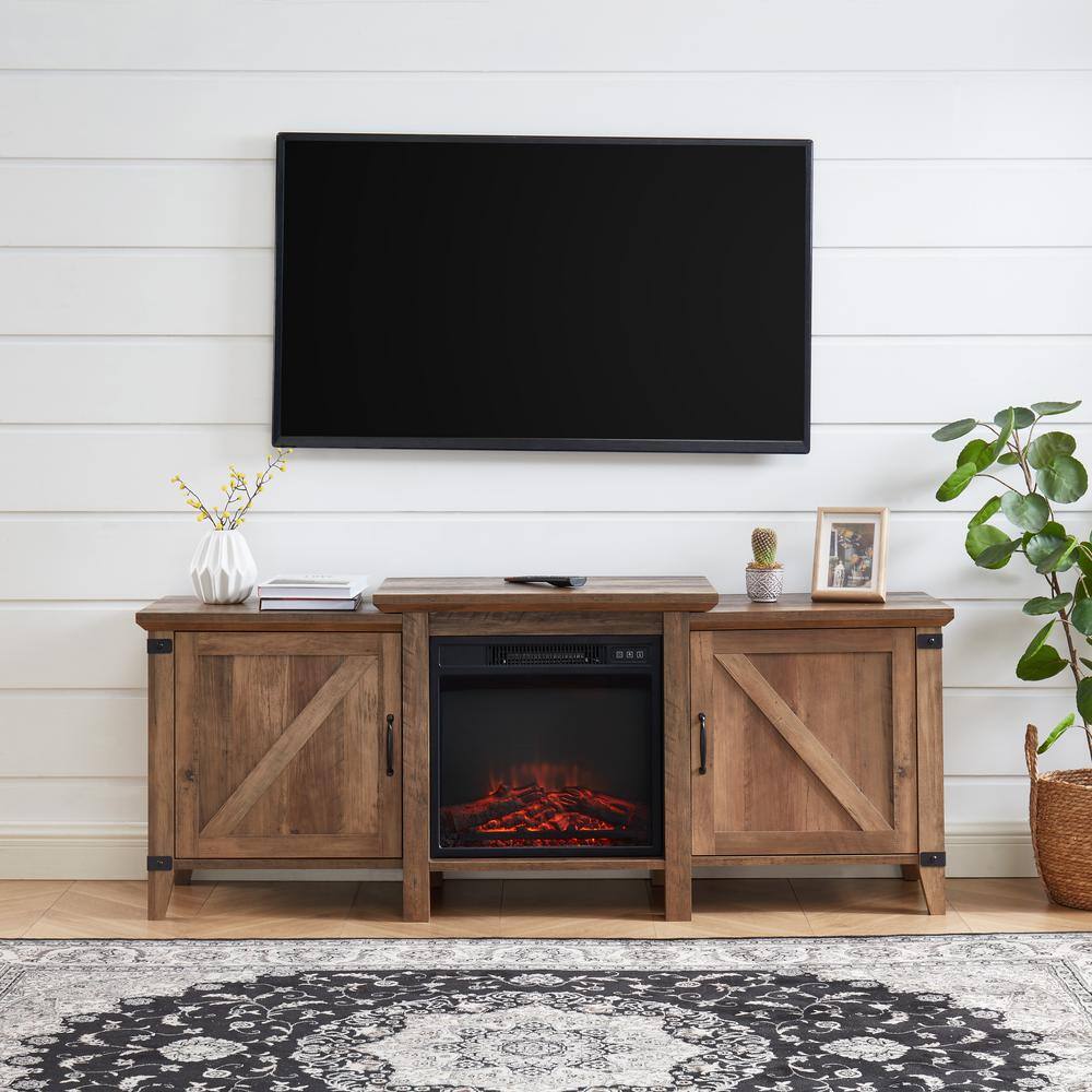 EDYO LIVING 63 in. Freestanding Wooden Electric Fireplace TV Stand in Rustic Oak WMTVS015RSOF018