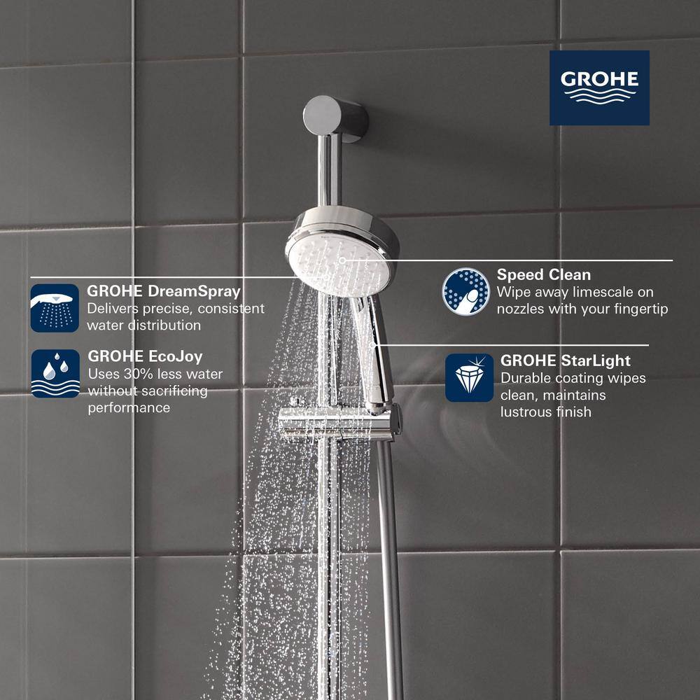 GROHE Tempesta 2-Spray Patterns 1.5 GPM 4 in. Wall Mount Rain Handheld Shower Head in Matte Black 275712432