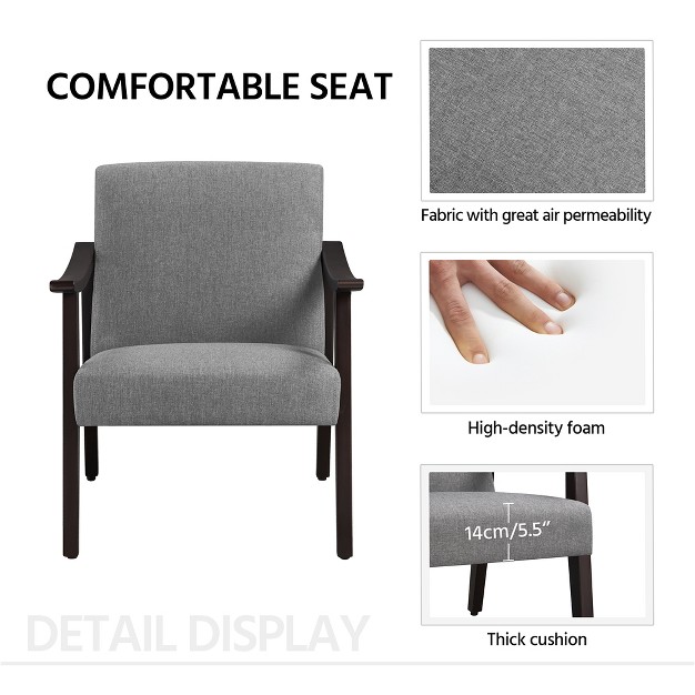Yaheetech Fabric Accent Armchair With Rubber Wood Legs For Living Room Dark Gray