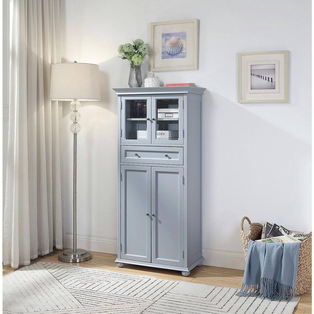 Home Decorators Collection Hampton Harbor 25 in. W 4-Door Tall Cabinet in Dove Grey BF-22673-DG