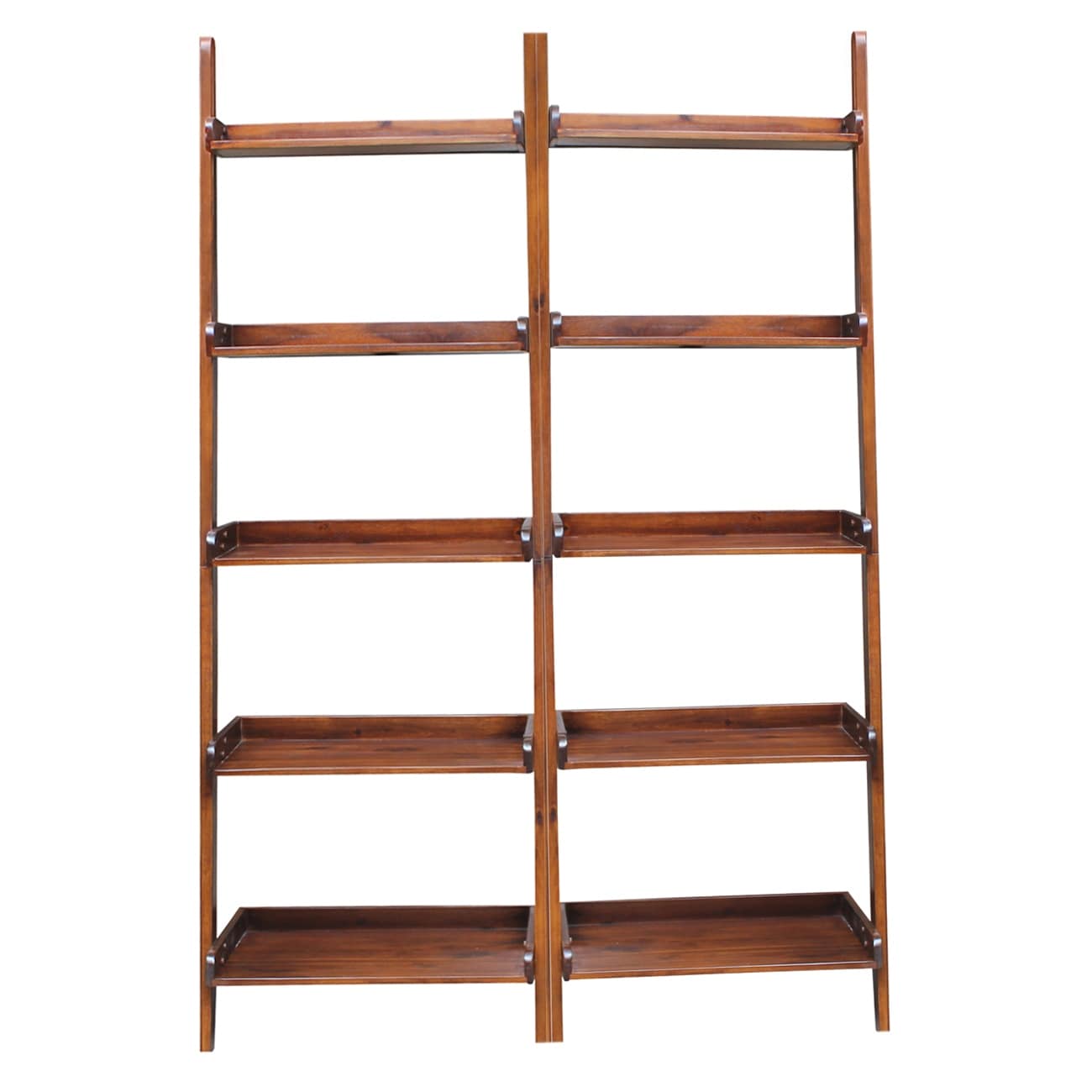 Solid Wood Lean to 5 tier Shelf Unit Set (Set of 2)