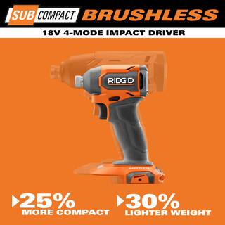 RIDGID 18V SubCompact Brushless 2-Tool Combo Kit with DrillDriver Impact Driver (2) 2.0 Ah Batteries Charger and Tool Bag R97801