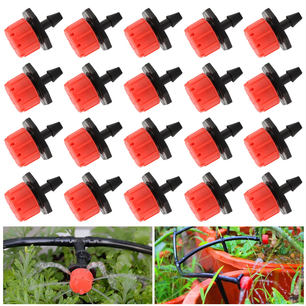 Willstar 100Pcs Adjustable Emitter Dripper Drippers/Micro Sprinkler Drip Irrigation Heads Adjustable Hozelock Garden Micro Drip Irrigation Watering Anti-clogging Emitter Drippers