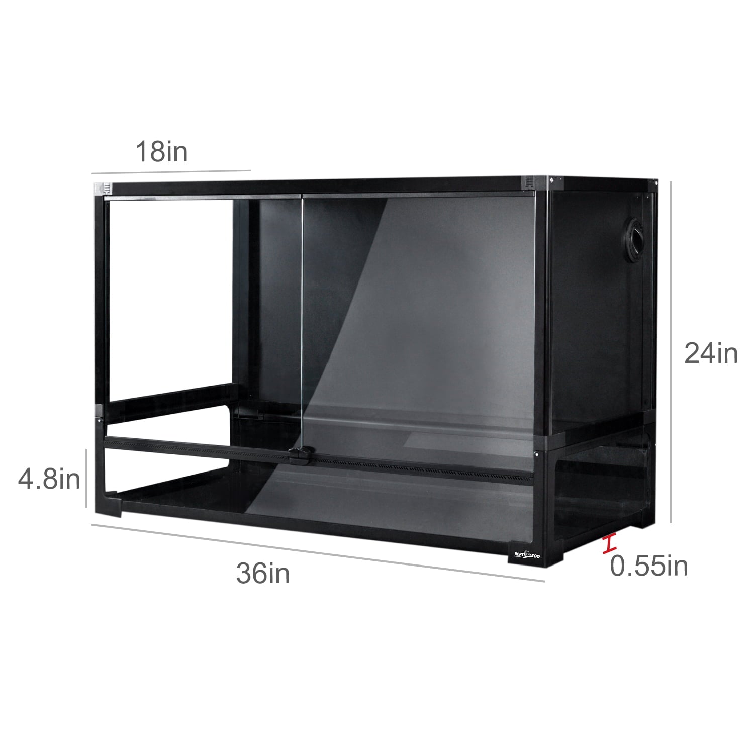 REPTI ZOO 67 Gallon Tempered Glass Reptile Large Terrarium Tank with Black PVC Back ， Easy Folding