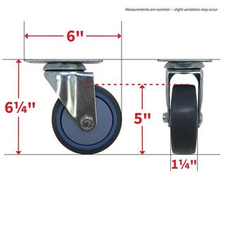 Everbilt 4 in. Gray Rubber Like TPR and Steel Swivel Plate Caster with 250 lb. Load Rating 4033445EB