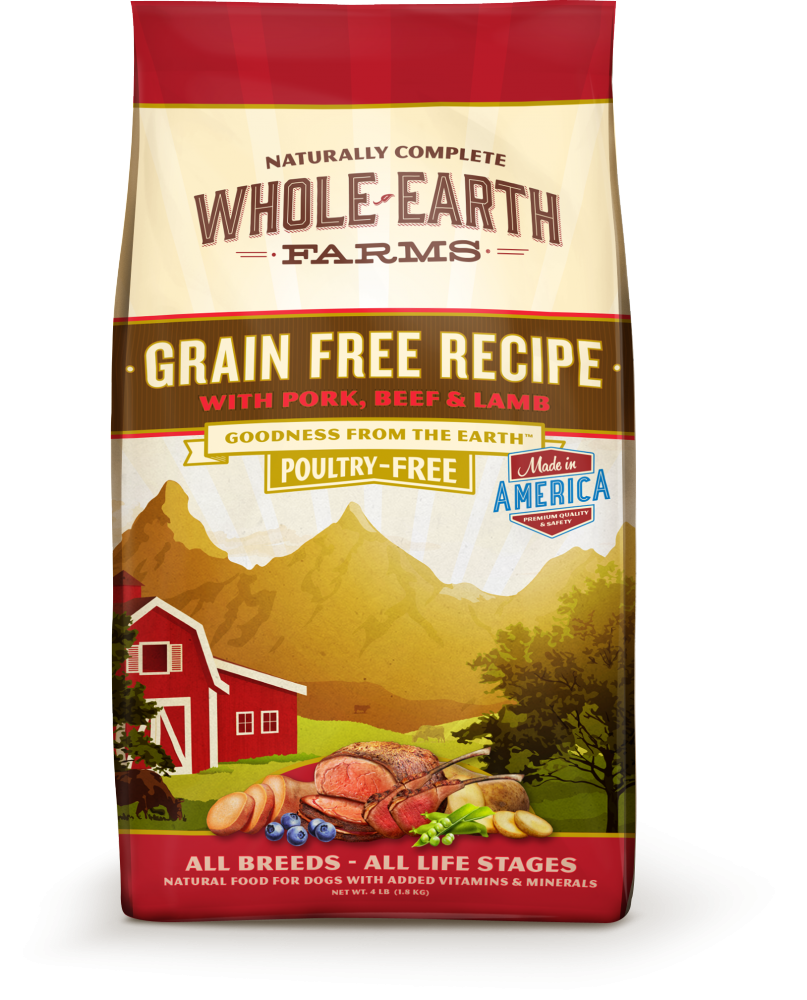 Whole Earth Farms Grain Free Recipe with Pork， Beef and Lamb Dry Dog F