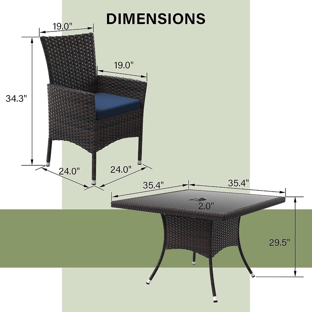 Kullavik Outdoor Dining Set  Rattan Patio Furniture Dining Table Chars