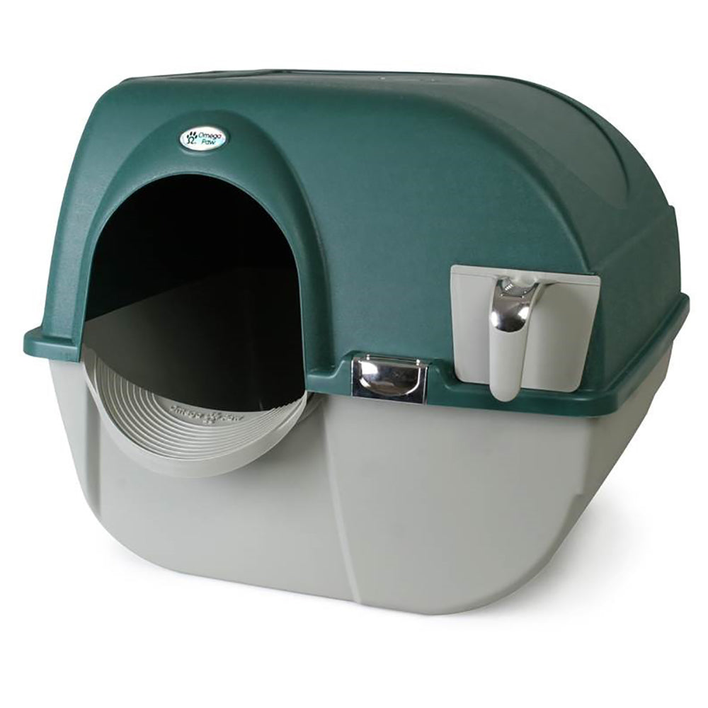 Omega Paw Premium Roll 'N Clean Self Cleaning Litter Box， Large， Green