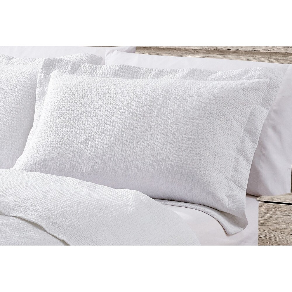 Stonewashed Super Soft Micro Trapunto Embroidered Quilt Set White