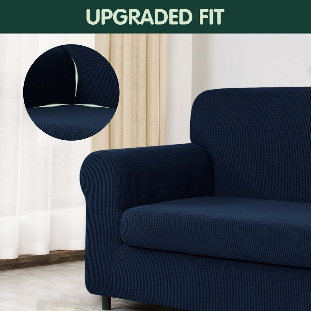 CHUN YI 2 Piece Stretch Loveseat Slipcover Checks Couch Cover