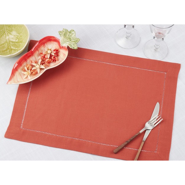 Saro Lifestyle Hemstitched Border Design Placemats set Of 12