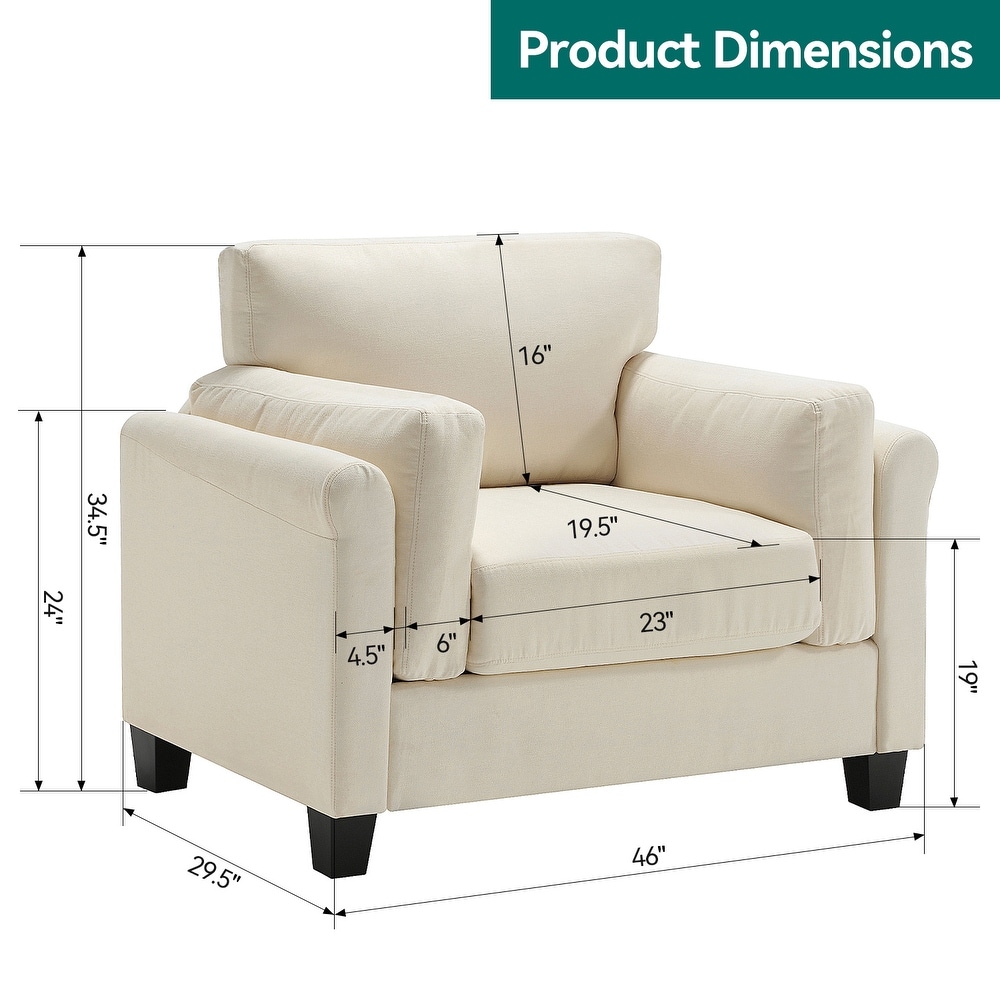 Morden Fort Chair Loveseat Linen  Sturdy Frame  Plush Comfort