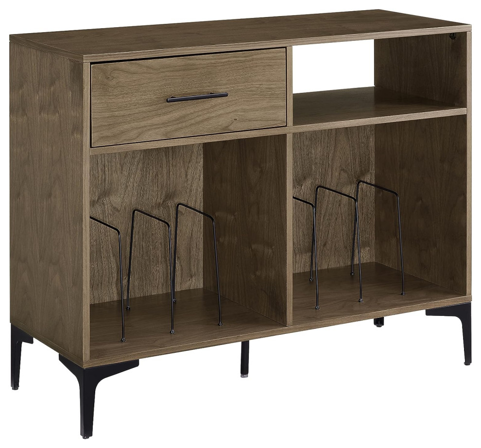 Sydney Record Storage Media Console Walnut   Industrial   Media Cabinets   by Pot Racks Plus  Houzz