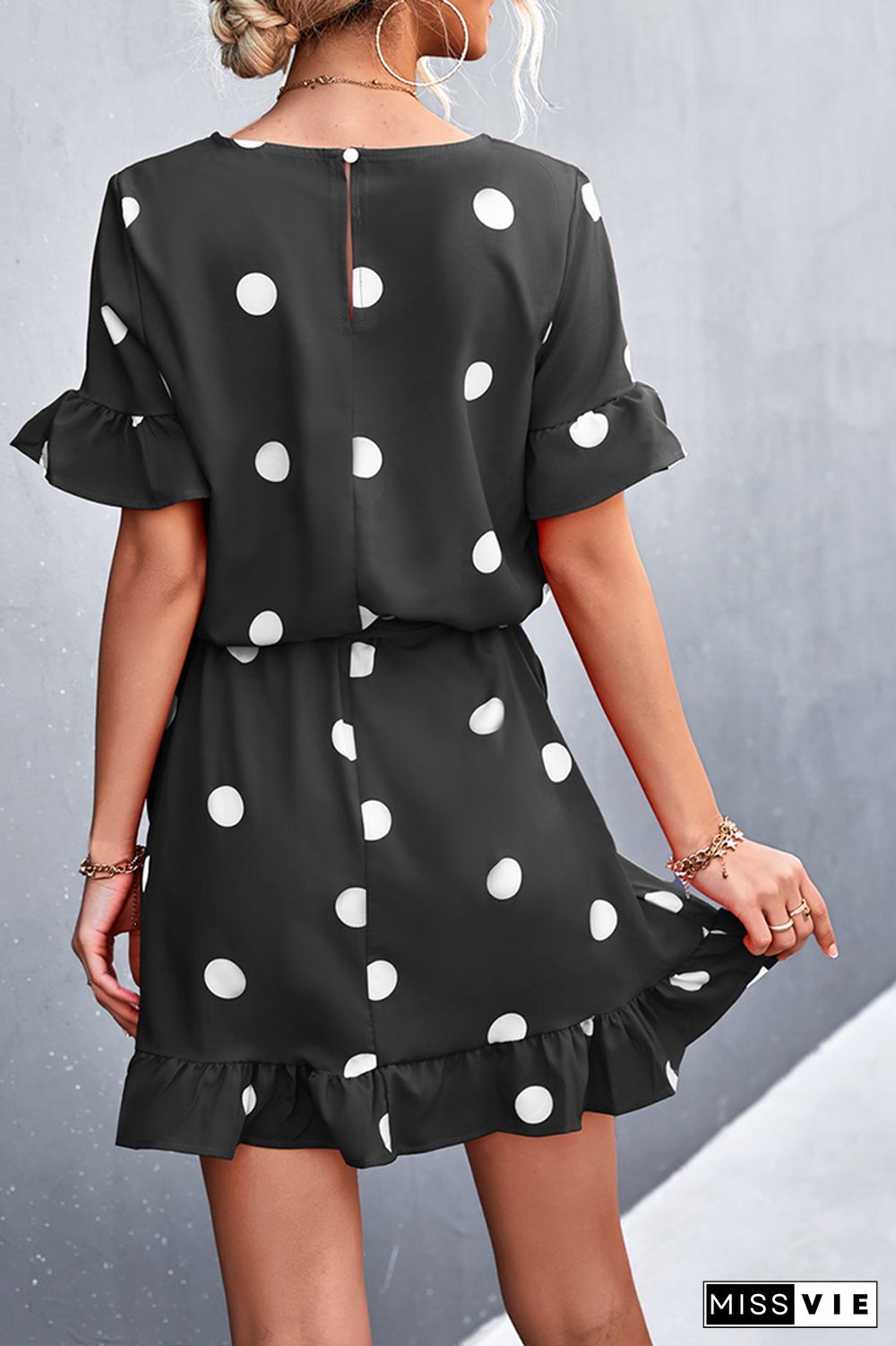 Polka Dots Short Sleeve Shorts Jumpsuit Wholesale