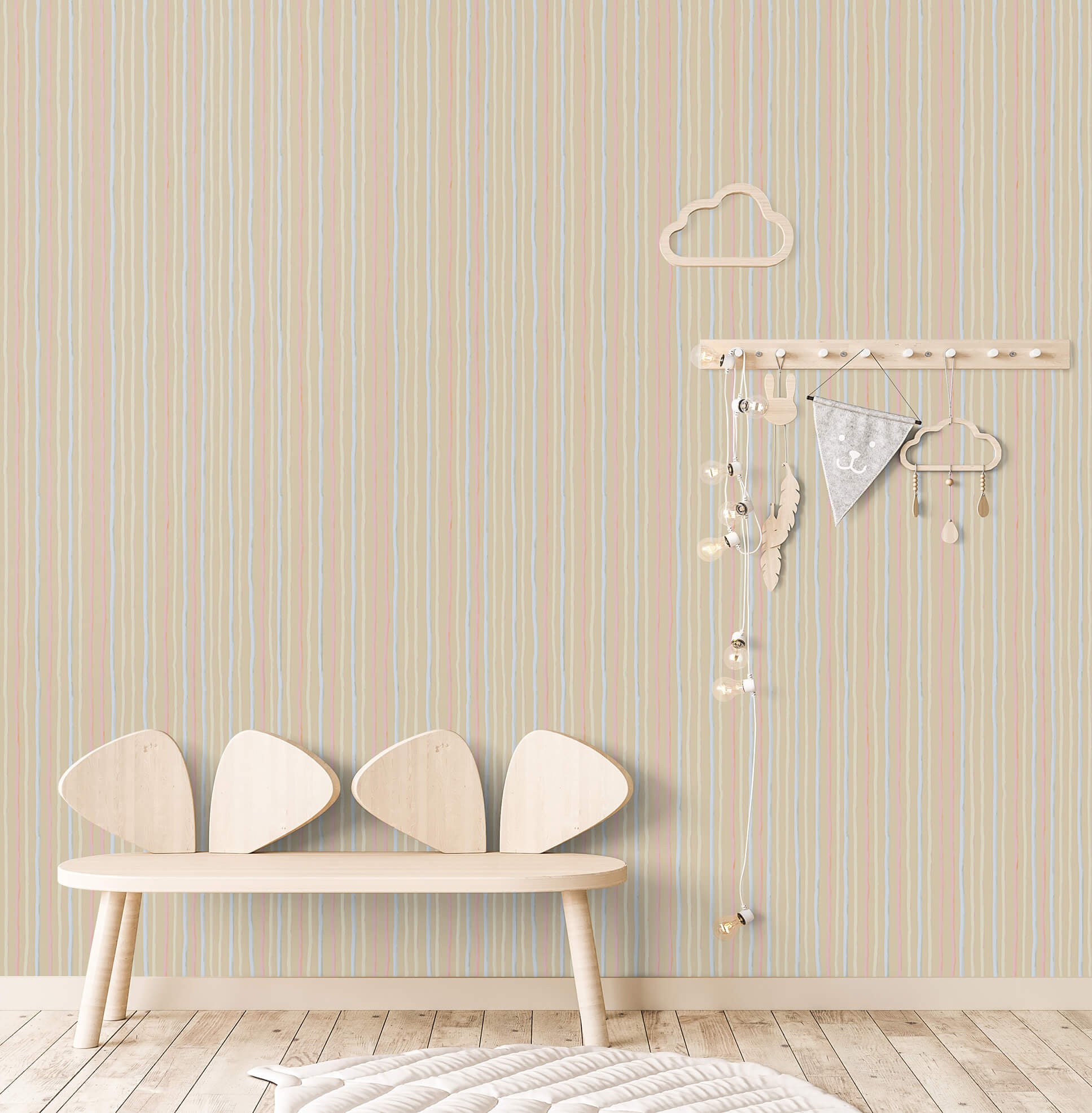 Stripes Beige Wallpaper from the Great Kids Collection