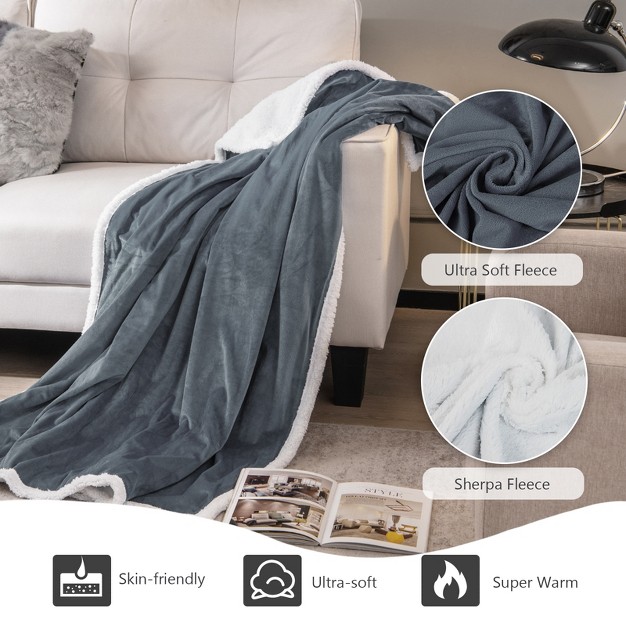 X 60 quot Heated Electric Reversible Fleece Blanket Blanket Throw W 10 Heat Levels 9 Hours Auto Shut off Overheat Protection