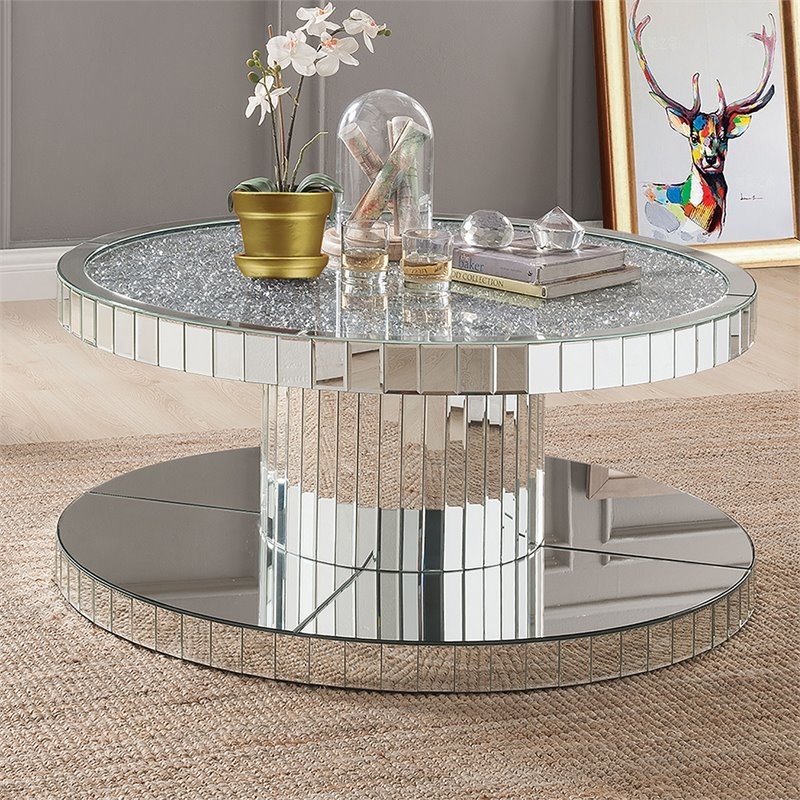 ACME Ornat Coffee Table  Mirrored and Faux Stones   Contemporary   Coffee Tables   by GwG Outlet  Houzz