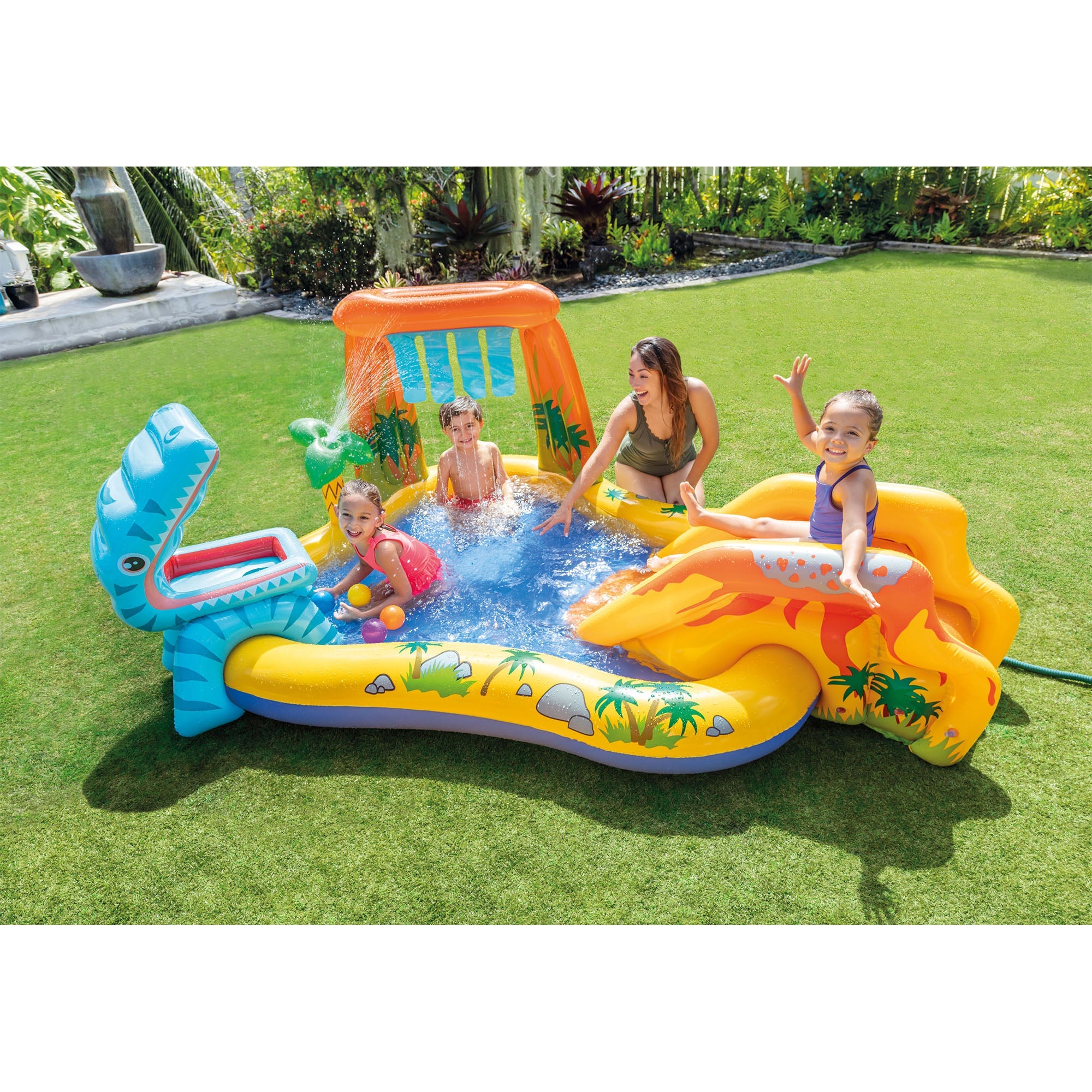 Intex 8ft x 6.25ft x 43in Dinosaur Play Pool & Inflatable Rainbow Play Pool