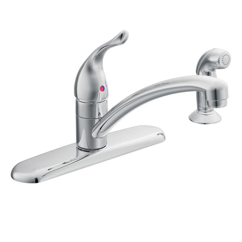 Moen Chateau 7430 Single Lever Handle Kitchen Faucet with Side Spray and Deckplate