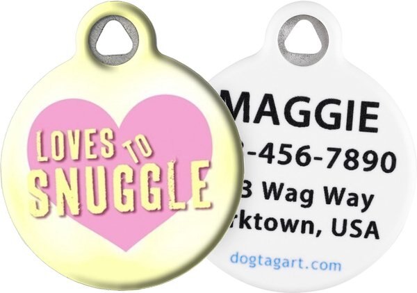 Dog Tag Art Loves to Snuggle Personalized Dog and Cat ID Tag