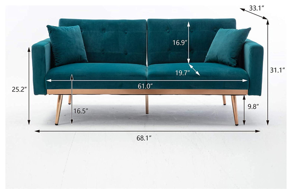 Teal Velvet Couch  Tufted Loveseat Sofa   Contemporary   Sofas   by Imtinanz  LLC  Houzz