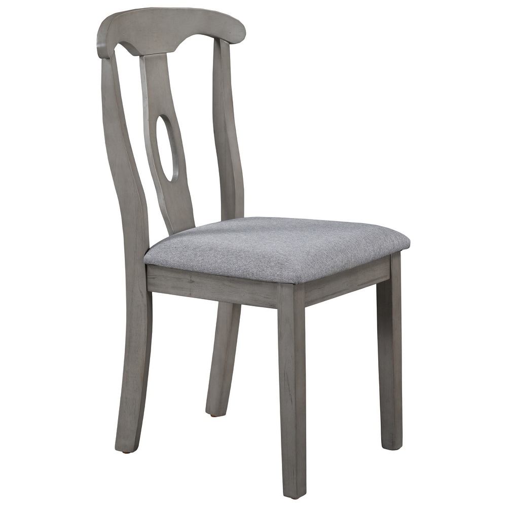 Rustic Wood Padded Dining Chairs for 4  Grey