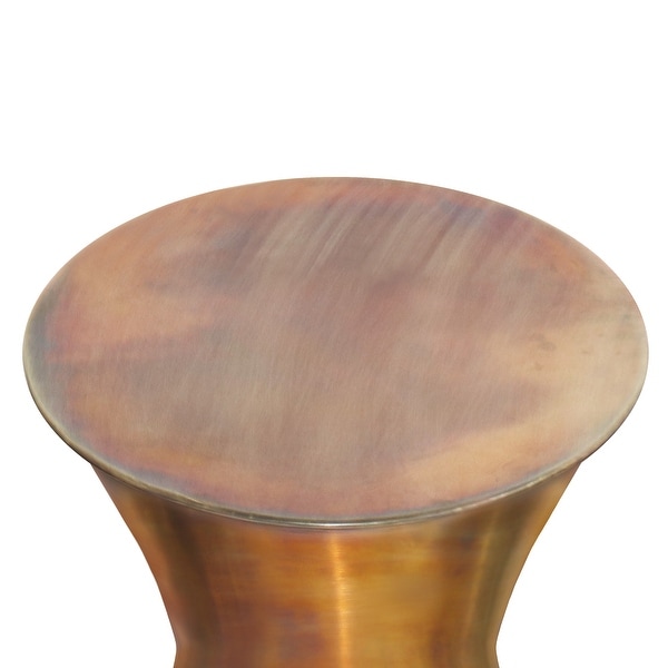 WYNDENHALL Cliona Industrial 15 inch Wide Metal Metal Side Table in Tarnished Brass， Fully Assembled