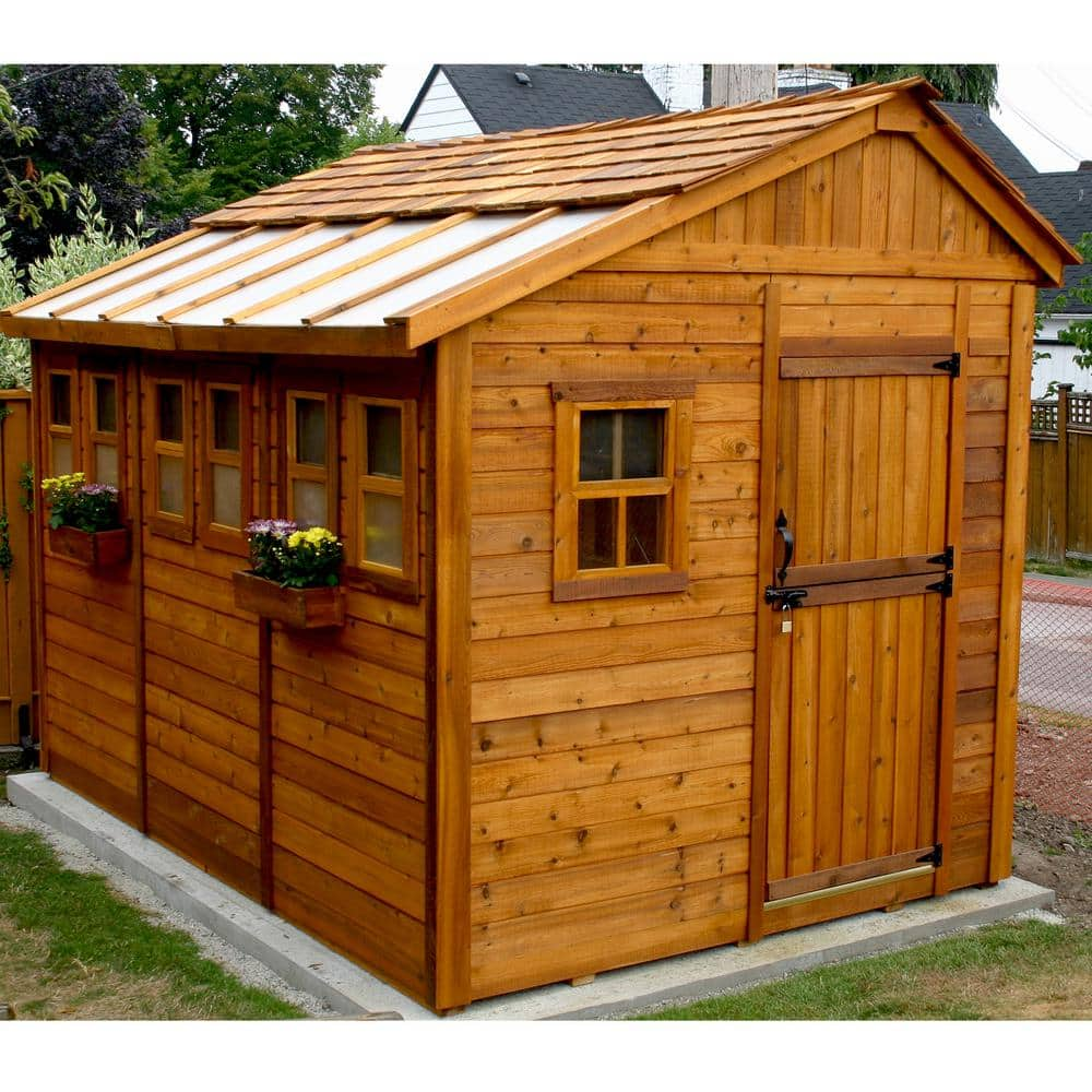 Outdoor Living Today Sunshed 8 ft. x 12 ft. Western Red Cedar Garden Shed SSGS812