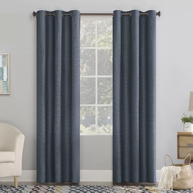 No. 918 Lindstrom Textured Draft Shield Fleece Insulated Room Darkening Grommet Window Curtain