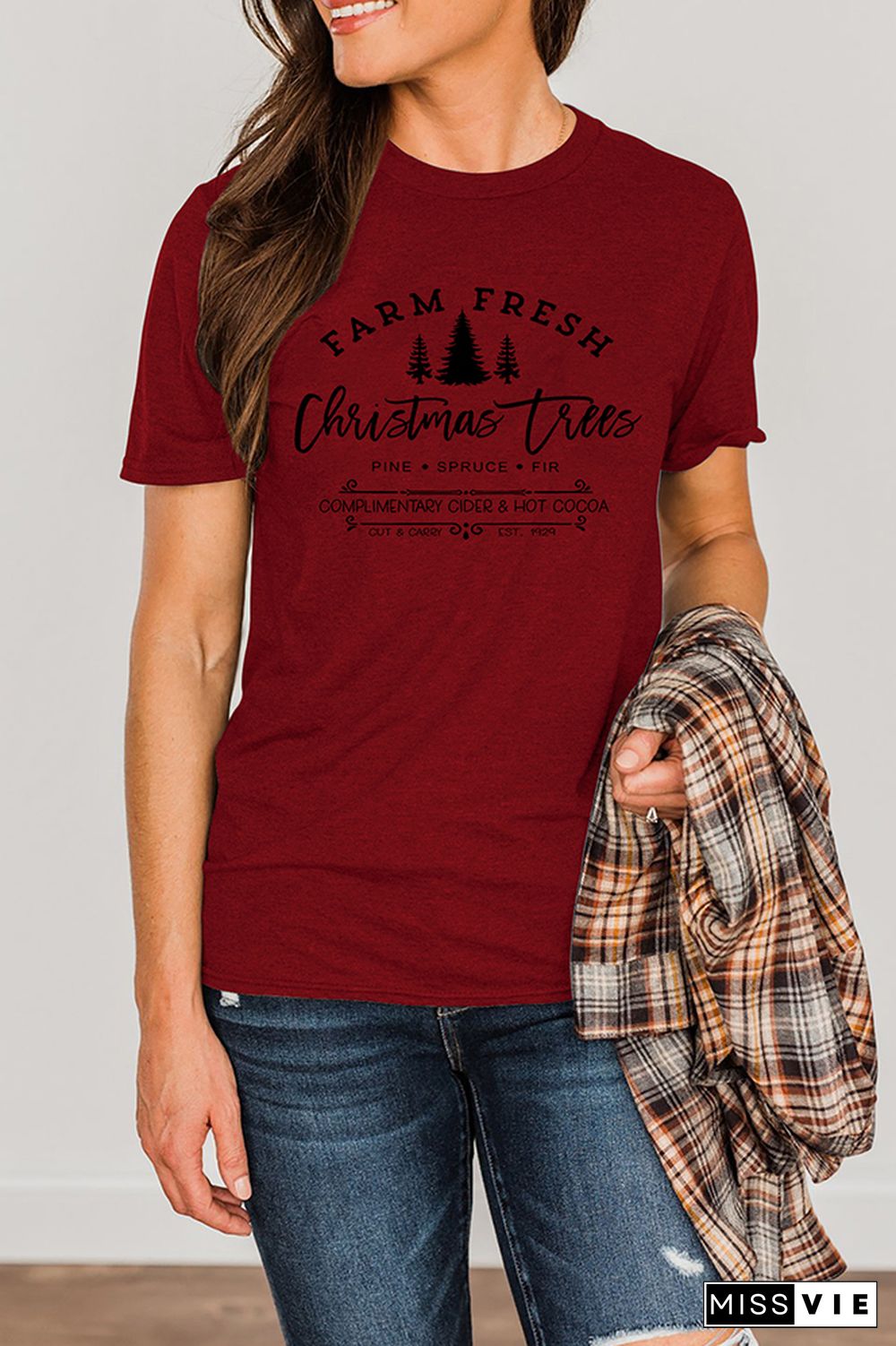 Farm Fresh Christmas Trees Graphic Tee Wholesale