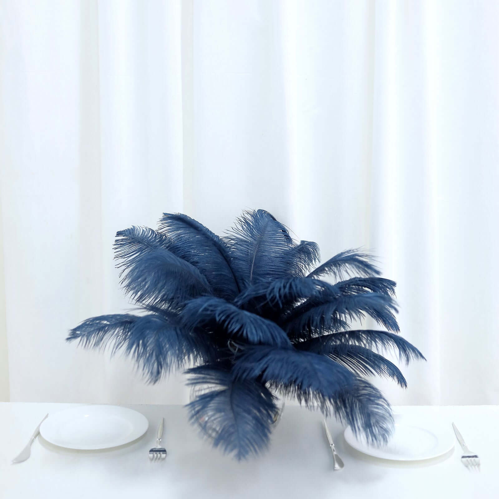 12 Pack Navy Blue Natural Plume Real Ostrich Feathers, DIY Centerpiece Fillers 13