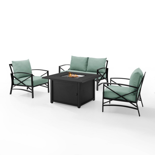 Kaplan 4pc Outdoor Conversation Set With Dante Fire Table Mist Crosley