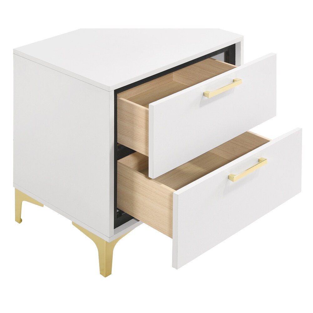 Karena White Rectangular 2 Drawer Nightstand