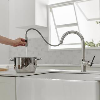 Fapully Touchless Single-Handle Pull-Down Sprayer Kitchen Faucet with 2 Function in Brushed NickelBlack FA-IS1010NB