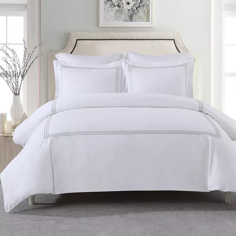 Adeline Percale Embroidered Duvet Cover Set - Made in Egypt