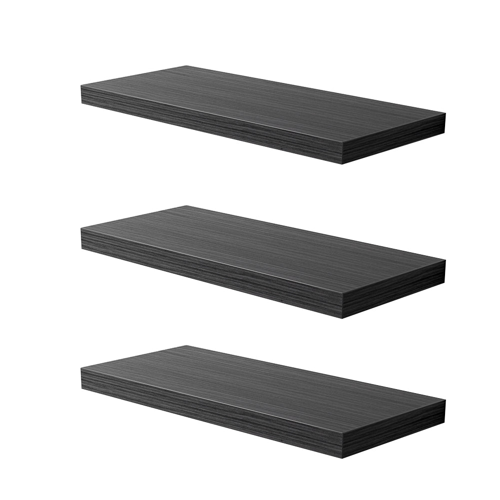 JPND Floating Shelf, Set of 3 Wall Shelves, 30 in W x 12.75 in D x 2 in H Wooden Floating Wall Shelf with Invisible Brackets for Living Room/Bedroom/Bathroom/Kitchen Storage and Decor, Black