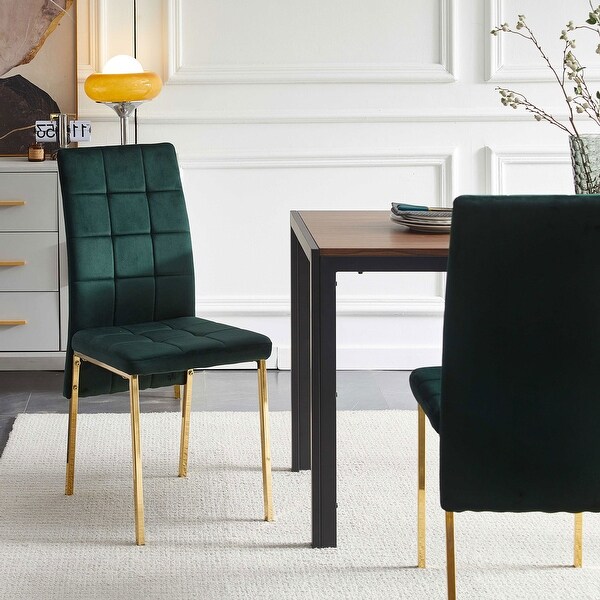 Velvet High Back Nordic Dining Chair with Black Legs Set Of 2