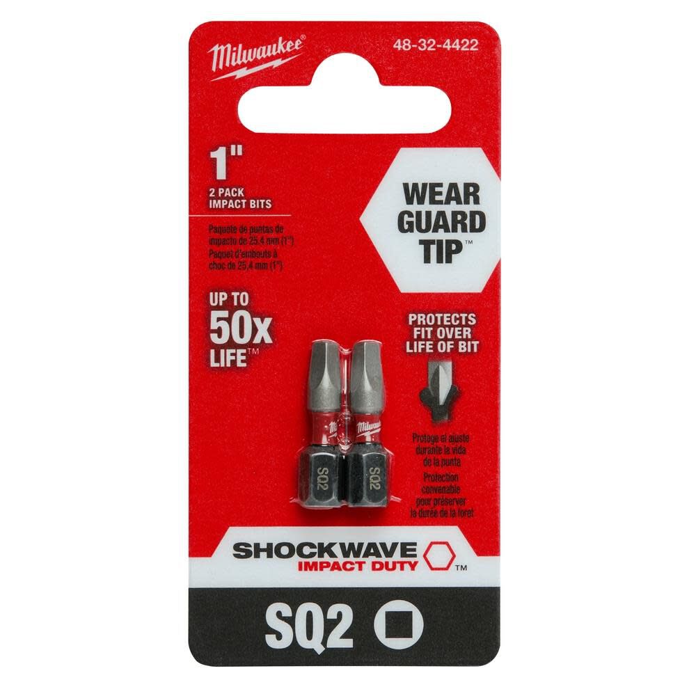 Milwaukee SHOCKWAVE Impact Square Recess #2 Insert Bits 48-32-4422 from Milwaukee