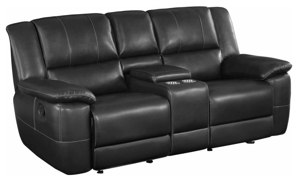 Lee Glider Loveseat With Colsole Black   Contemporary   Sofas   by BisonOffice  Houzz