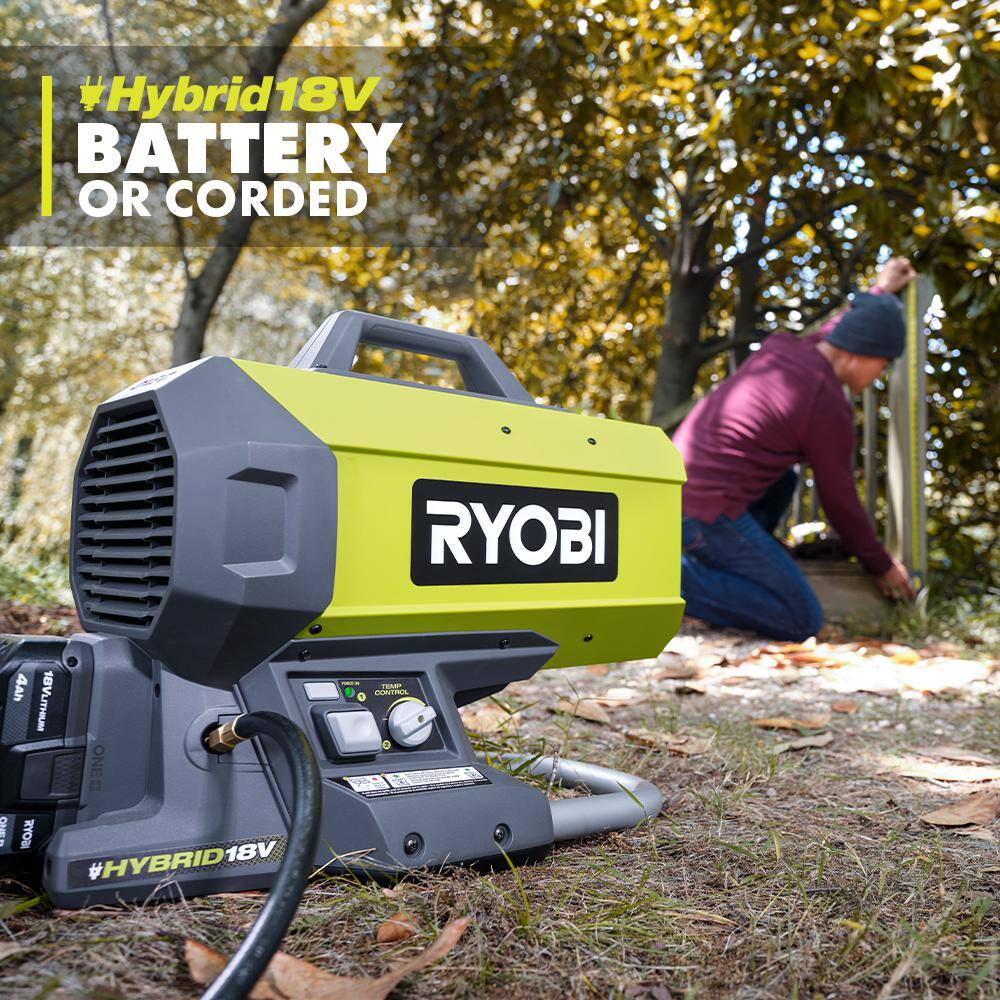 RYOBI ONE+ 18V Cordless Hybrid Forced Air Propane Heater (Tool Only)