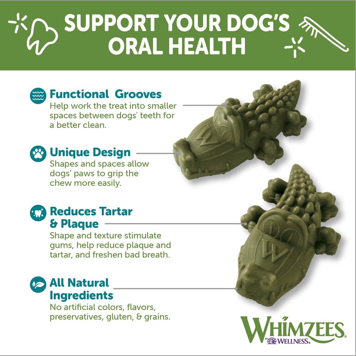 WHIMZEES Alligator Grain-Free Dental Dog Treats