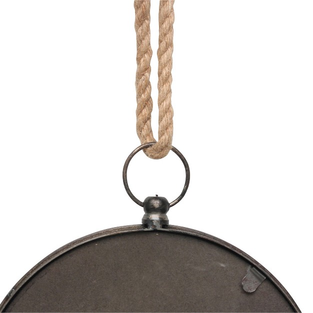 Small Round Metal Wall Mirror With Rope Hanging Loop Stonebriar Collection