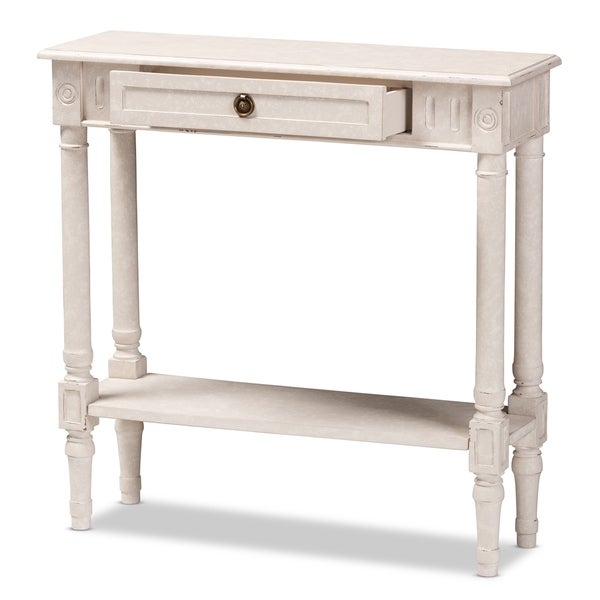 Farmhouse Whitewashed 1-Drawer Console Table by Baxton Studio