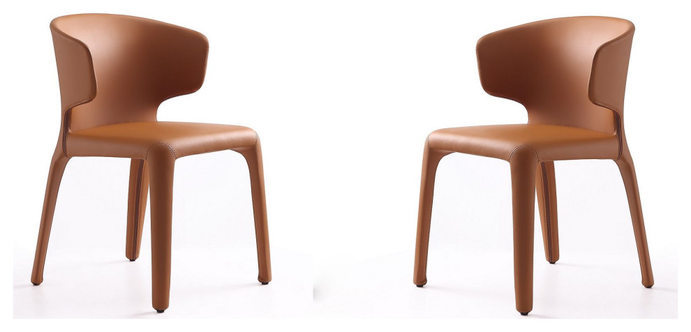 Conrad Leather Dining Chair  Cream/Set of 2   Midcentury   Dining Chairs   by Kolibri Decor  Houzz