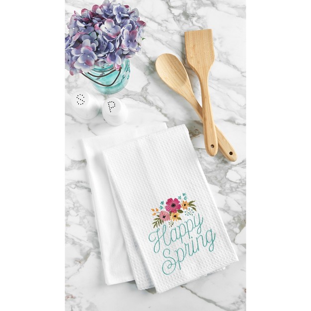 C amp f Home Happy Spring Embroidered Waffle Weave Kitchen Towel