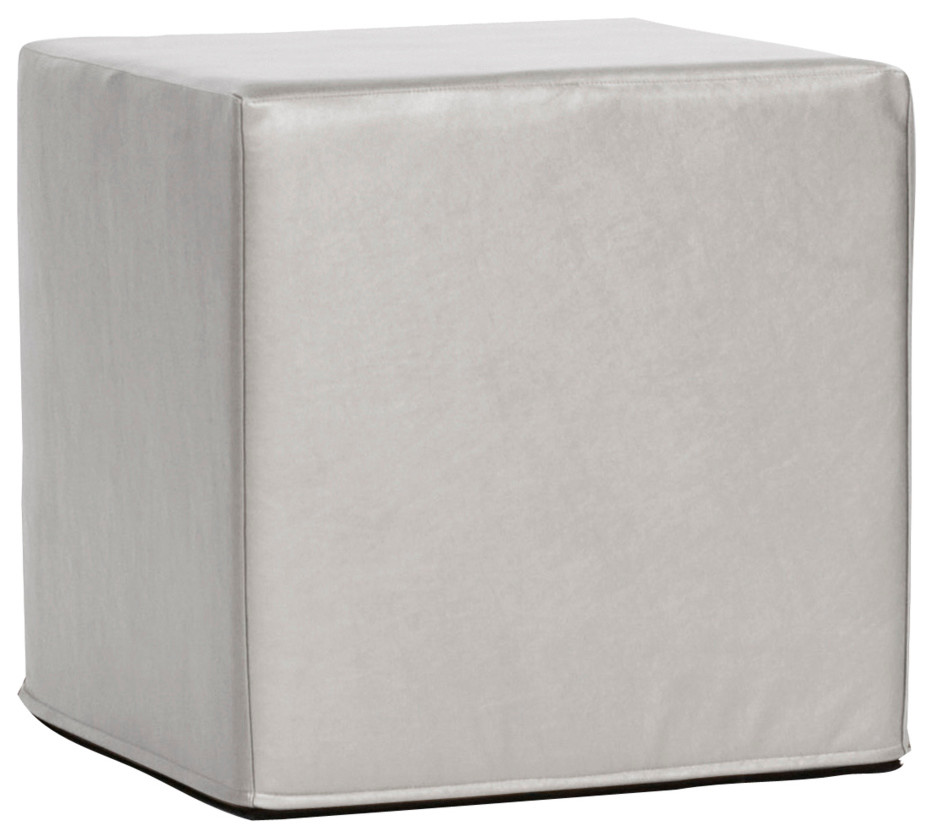 No Tip Block Ottoman With Cover  Luxe Mercury   Transitional   Footstools And Ottomans   by HedgeApple  Houzz