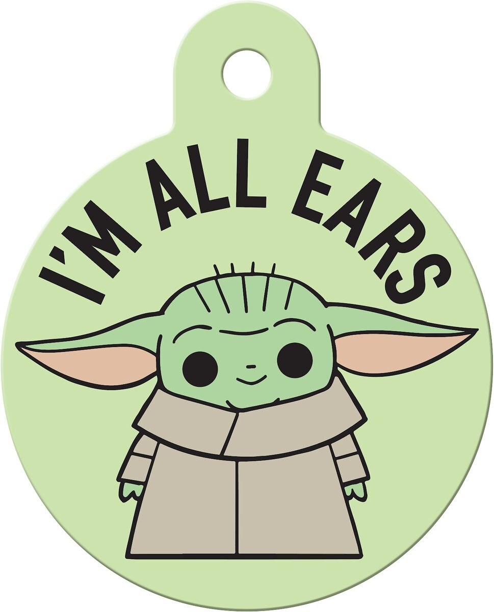 Quick-Tag Star Wars The Mandalorian's The Child Baby Yoda All Ears Circle Personalized Dog and Cat ID Tag