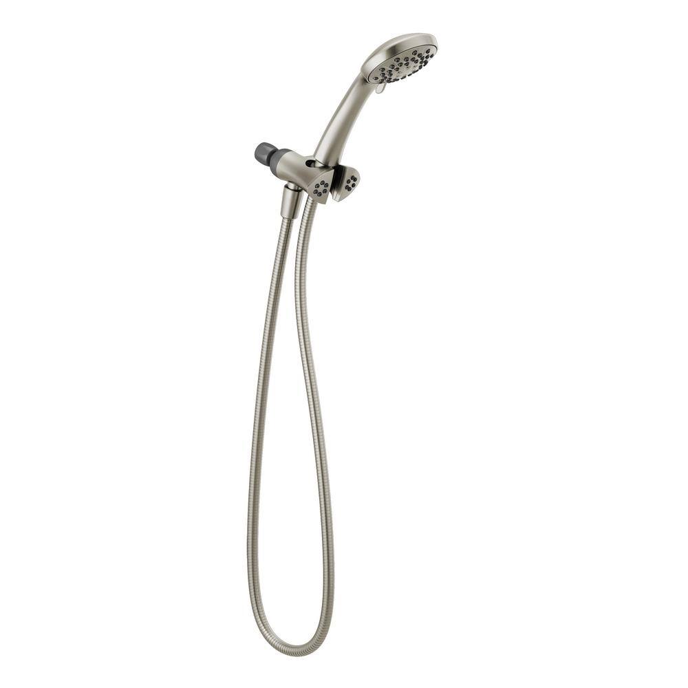 Peerless 3-Spray Patterns 1.75 GPM 3.5 in. Wall Mount Handheld Shower Head in Brushed Nickel 76341SN