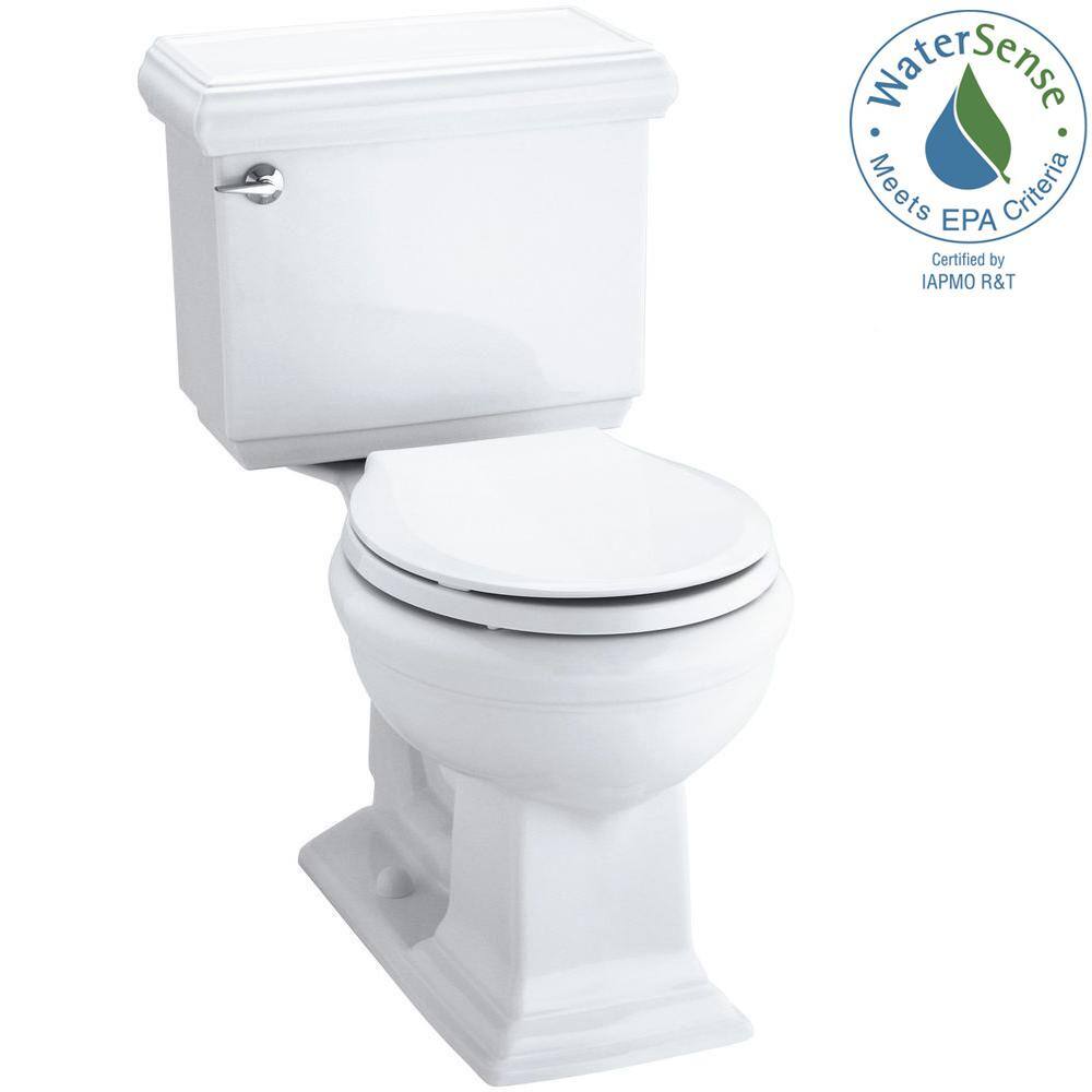 KOHLER Memoirs Classic 2-Piece 1.28 GPF Single Flush Round Toilet with AquaPiston Flushing Technology in White K-3986-0