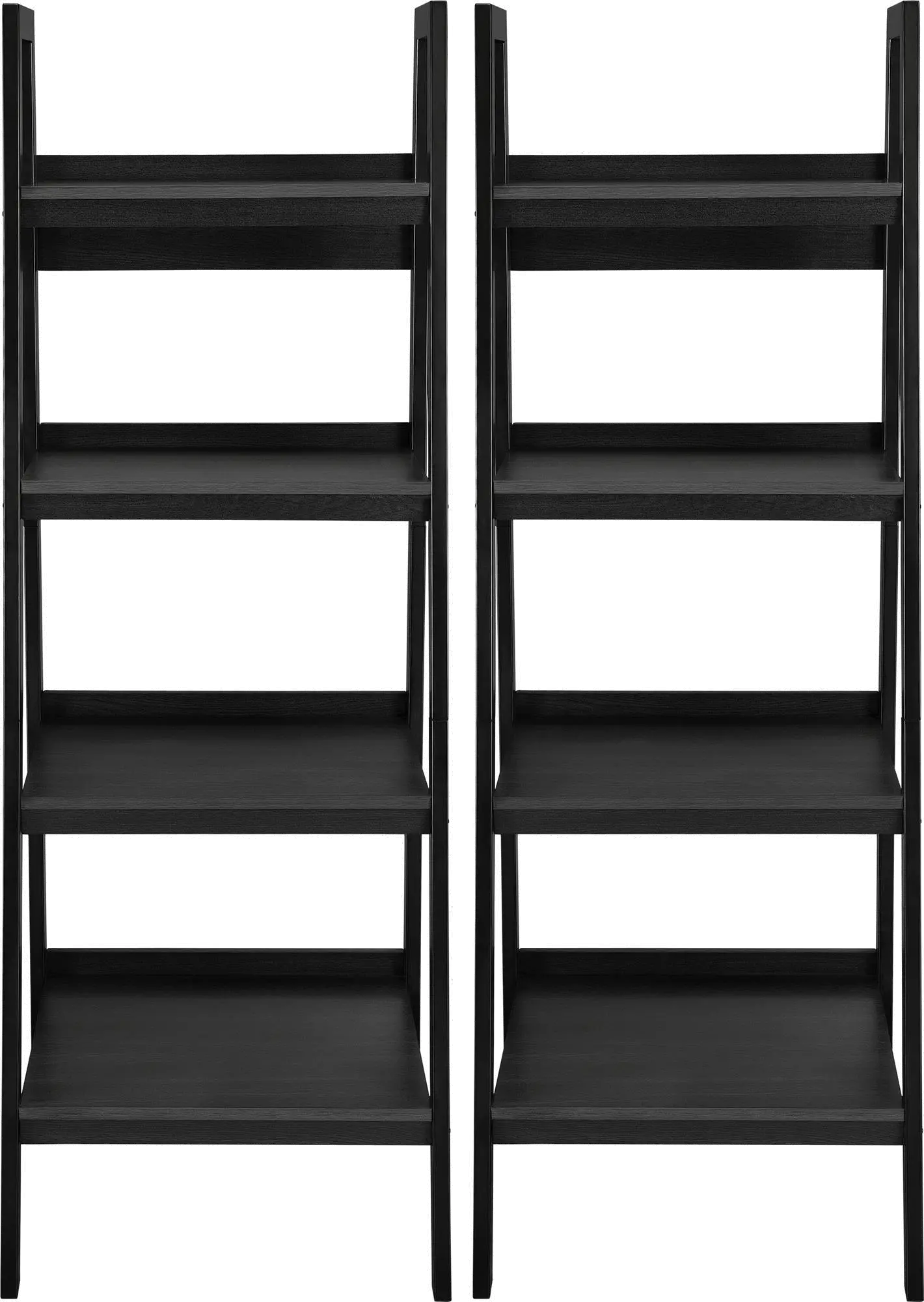 Lawrence Black 4-Shelf Ladder Bookcase Set